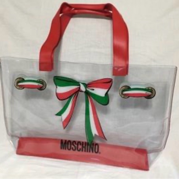 Moschino Handbags - Moschino Transparent Tote with Red and Green Bow - EUC